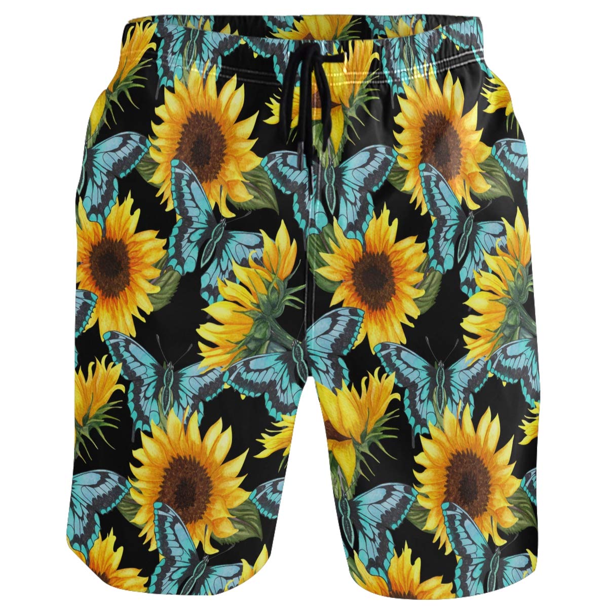 Visesunny Men's Sunflower Stylish Swim Trunks Quick Dry Beachwear Sports Swim Board Shorts Holiday Party Bathing Suits, XX-Large
