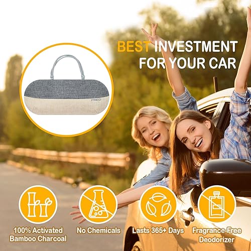 Miniatura 6 de FRiEQ Ambientador para automóvil, bolsa purificadora de aire de carbón de bambú 100% activado, dura más de 365 días, desodorante sin fragancia,