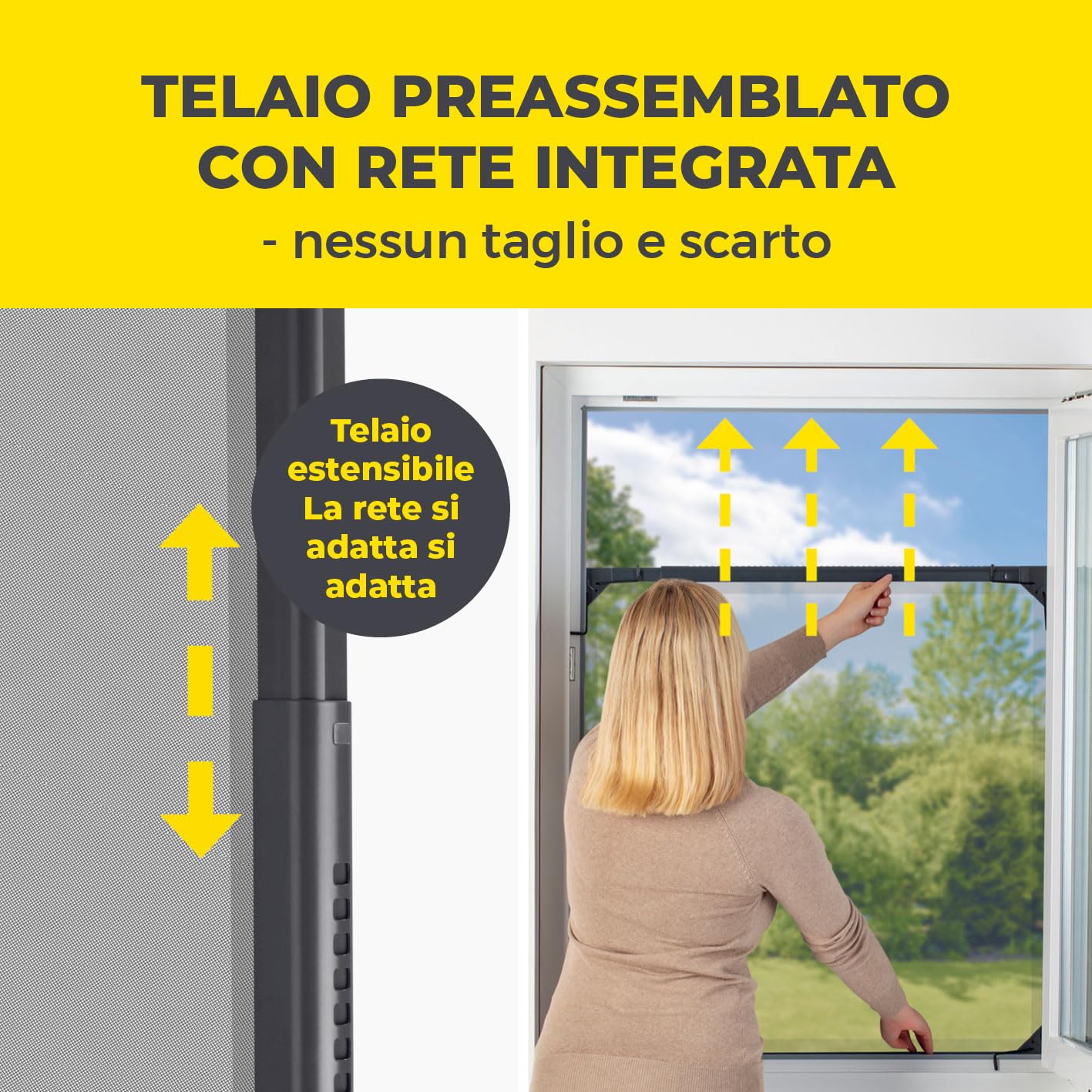 EASYmaxx Insect Protect Zanzariera telescopica | Rete Anti-Insetti per finestre | Con telaio premontato | Estensibile | Rete integrata | Antracite | 1 Pezzo