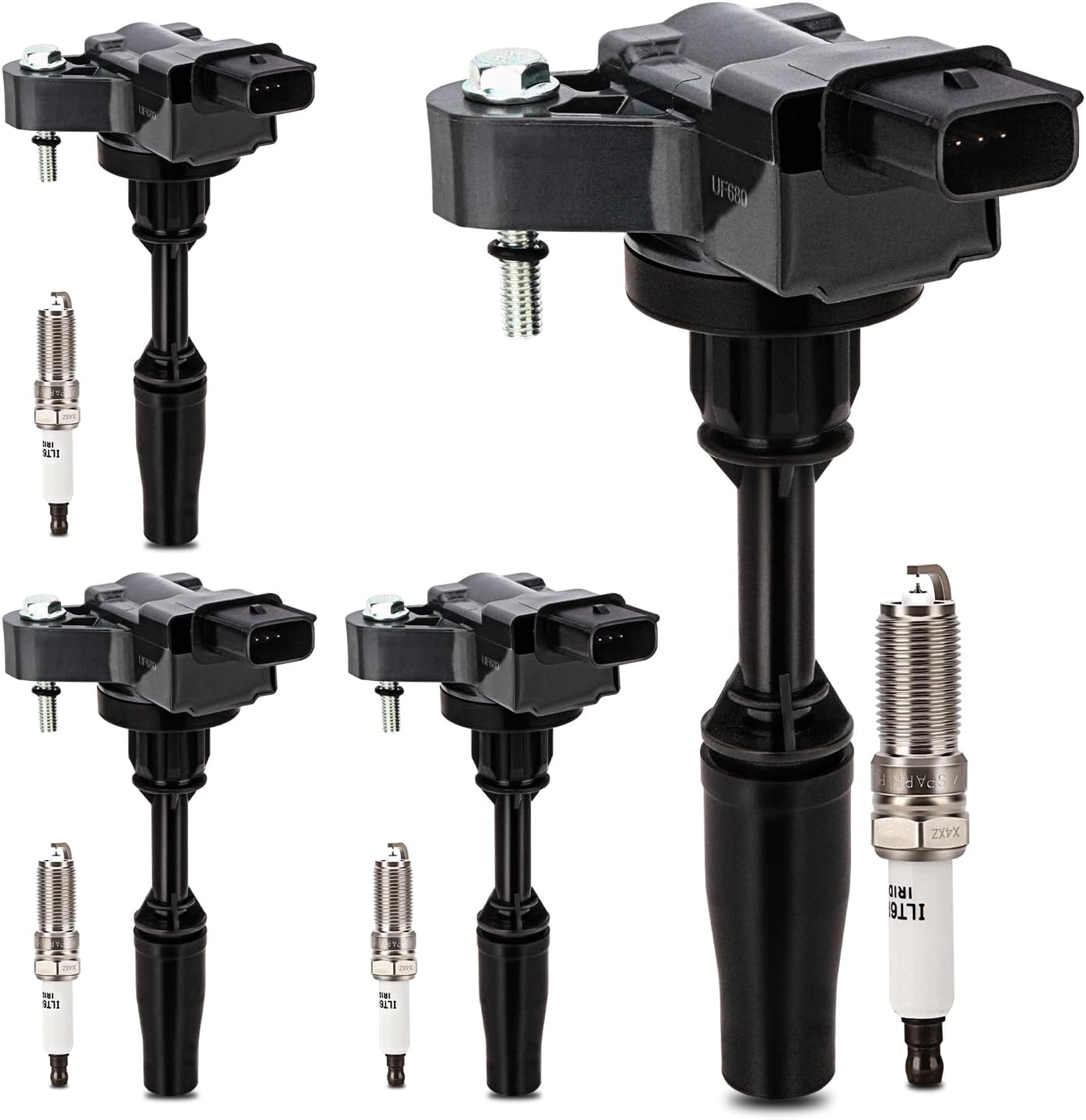 UF680 Ignition Coil & LTR6GP8 Double Iridium Spark Plug For Buick Envision Regal Regal Sportback Regal TourX/Cadillac ATS CT6 CTS/Chevy Camaro Equinox Malibu Traverse/GMC Terrain 2.0L I4 GN10682 C1827