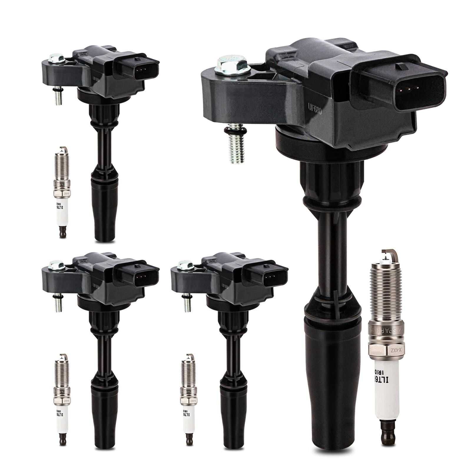 UF680 Ignition Coil &amp; LTR6GP8 Double Iridium Spark Plug For Chevy Equinox