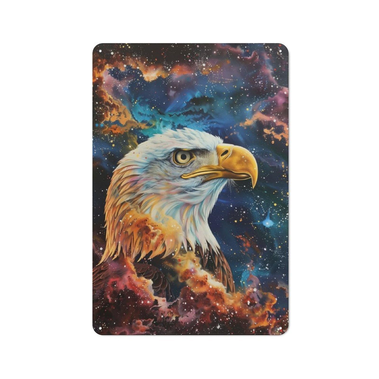 Junmoney Cosmic Eagle Blaze Metal Gift Sign 30X20cm, Retro Home Wall Decor For Home, Shop, Pub Or Studio Wall