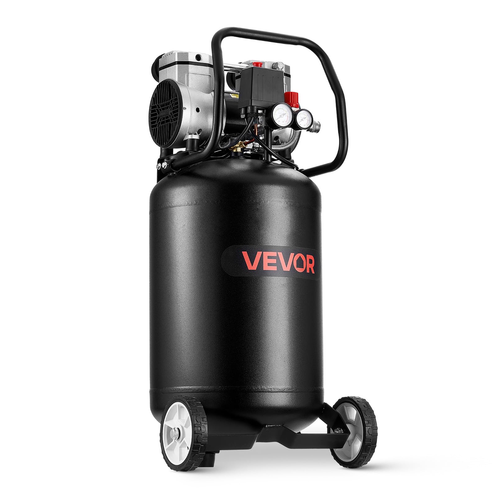 VEVOR 10-Gallon Air Compressor, 2HP 4.8 SCFM at 90PSI, Max 125PSI Pressure Oil-Free Air Compressor Tank, Portable on Wheels for Auto Repair, Tire