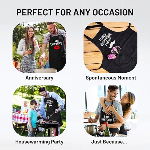 Miniatura 3 de Divertido juego de delantales para parejas aniversario, despedida de soltera, cocina de cocina, boda, regalo de compromiso para él, su novia