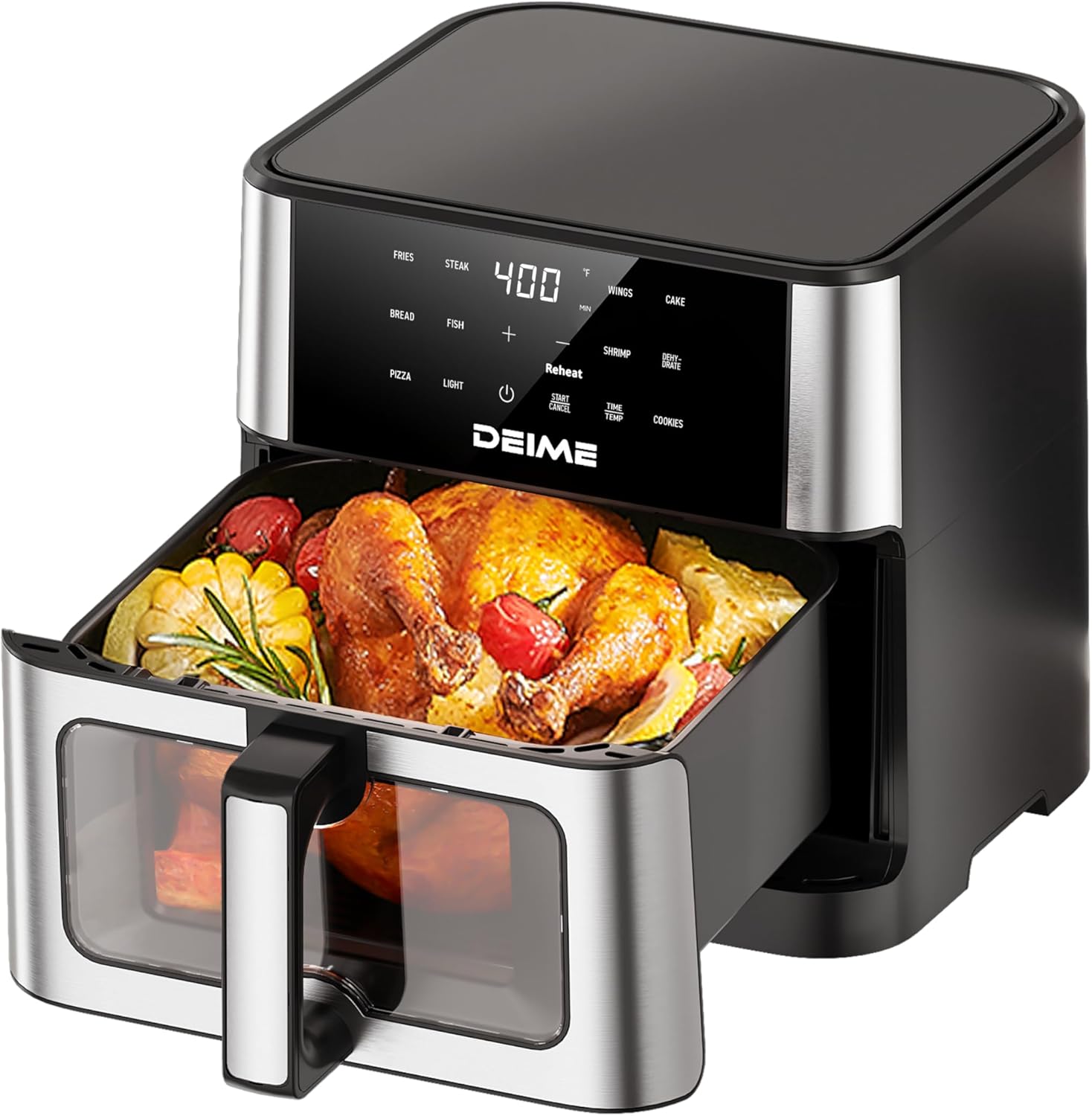 DEIME Air Fryer 10.2 QT Oilless 1700W Large Capacity Oven Air Fryers Healthy Cooker with 10 Preset, Large AirFryer for Families Visual Cooking Window, Non-Stick Basket, Included Recipe DEIME Air Fryer 10.2 QT Oilless 1700W Large Capacity Oven Air Fryers Healthy Cooker with 10 Preset, Large AirFryer for Families Visual Cooking Window, Non-Stick Basket, Included Recipe