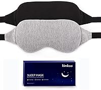 kimkoo Sleep Mask - 100% Light-Blocking Eye Mask for Sleeping, Soft Comfortable Blindfold for Men Women Travel with Pouch (Black+Gray)