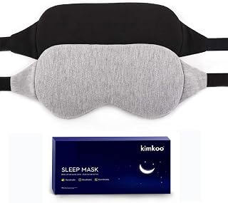 kimkoo Sleep Mask - 100% Light-Blocking Eye Mask for Sleeping, Soft Comfortable Blindfold for Men Women Travel with Pouch (Black+Gray)