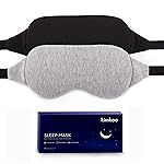 Kimkoo Sleep Mask-Eye Mask for Sleeping, Sleeping Mask Blocking Out Light Perfectly for Women and Men, Soft and Comfortable Blindfold for Travelling, with Pouch (Black+Gray)