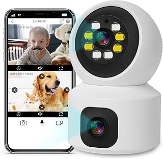 2K Indoor Security Camera,360°Dual Lens 5G/2.4G Wireless Camera for Baby Monitor/Pet Cam,Indoor Security Camerawith Smart Color Night Vision,Motion Detection, Human Auto Tracking