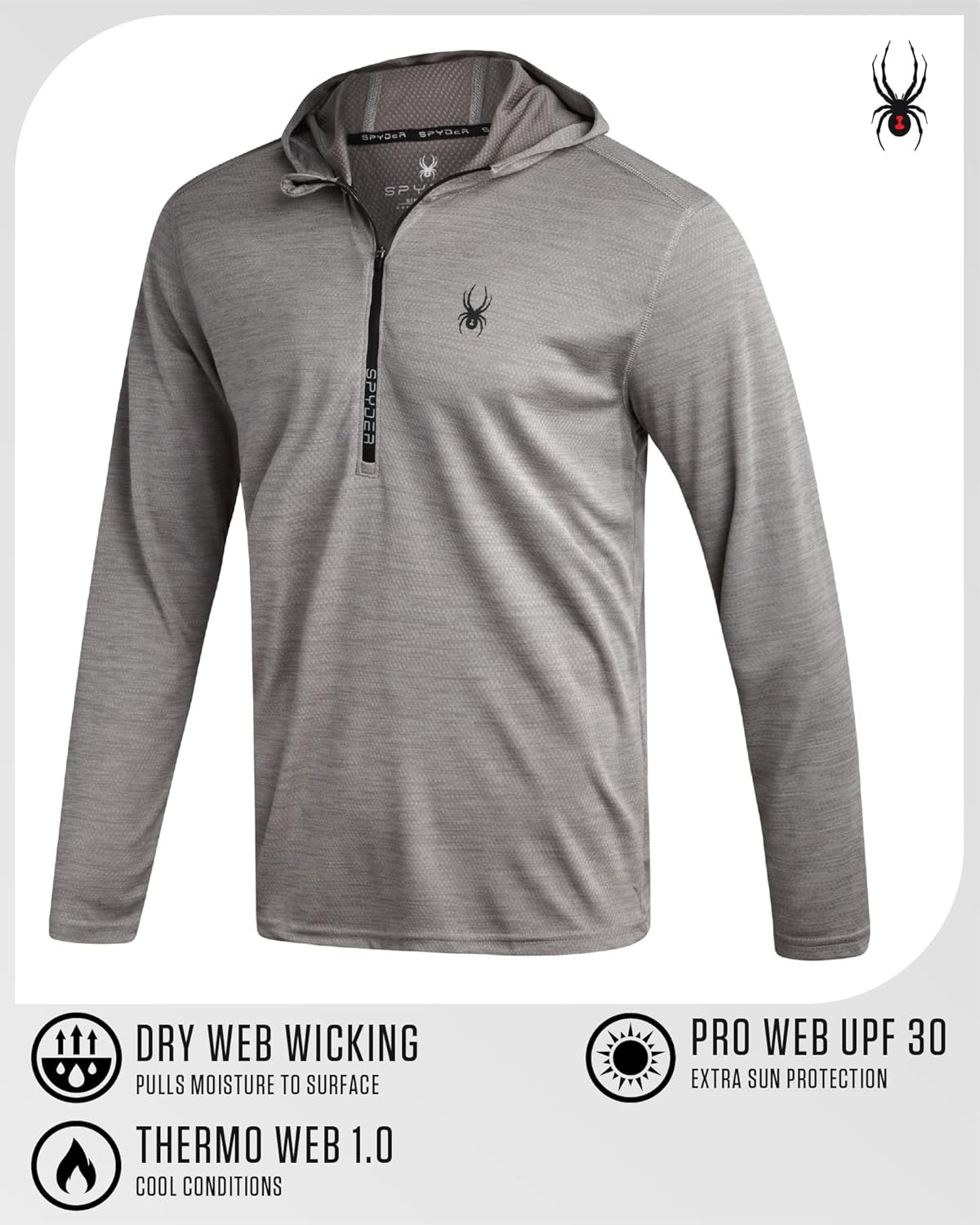 Spyder Mens Quarter Zip Pullover Sweatshirt - Lightweight Performance Fleece Dry Fit Quarter Zip Hoodie Sweatshirts for Men - Image 4
