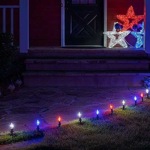 Miniatura 4 de Dazzle Bright 100 estacas de luz de Navidad C9 de 5.5 pulgadas, estacas de luz para exteriores, estacas de plástico negro, estacas de césped para