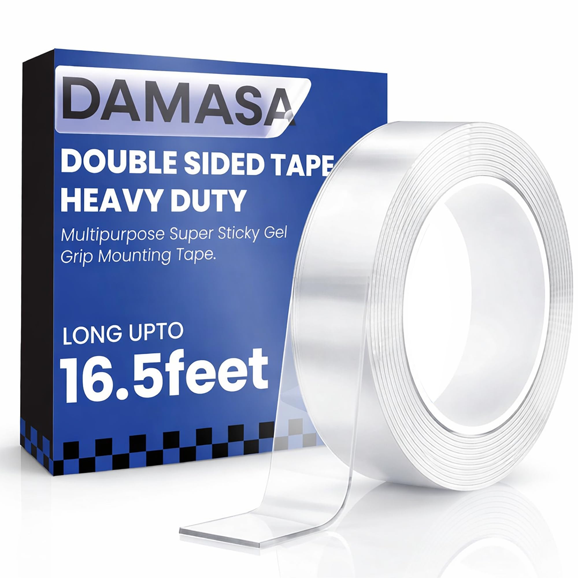 DAMASA Double Sided Tape Heavy Duty Nano Tape for Strong Adhesion & Picture Hanging, 1.18" x 198" Long Clear Mounting Tape Adhesive Tape for Reliable,