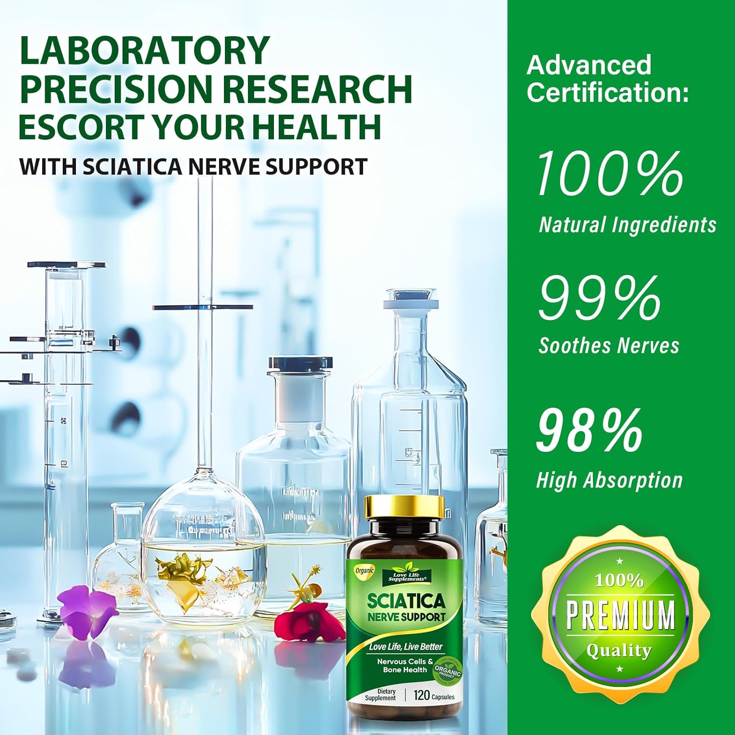 Sciatic Ner-ve Rel-ief, Natural Ingredients, Rich in Vitamins, Nutritional Support Supplement Capsules for Sciatica, Soothe & Comfort Hand, Finger, Waist, Buttock, Leg, Foot, 120 Capsules - Image 7