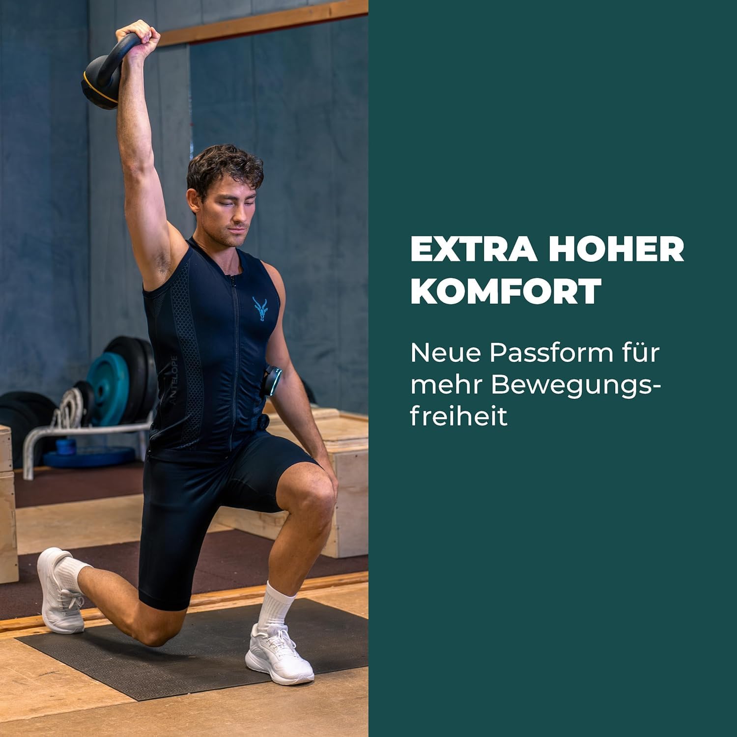 Antelope Tank Top da Uomo Evolution - Dispositivo di Allenamento EMS per Addominali e dorsali, Dispositivo di Fitness per la casa o la Palestra, favorisce la Perdita di Peso e Lo Sviluppo Muscolare