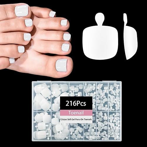 White Press on Nail for Women, OPkssnails 216pcs Summer French