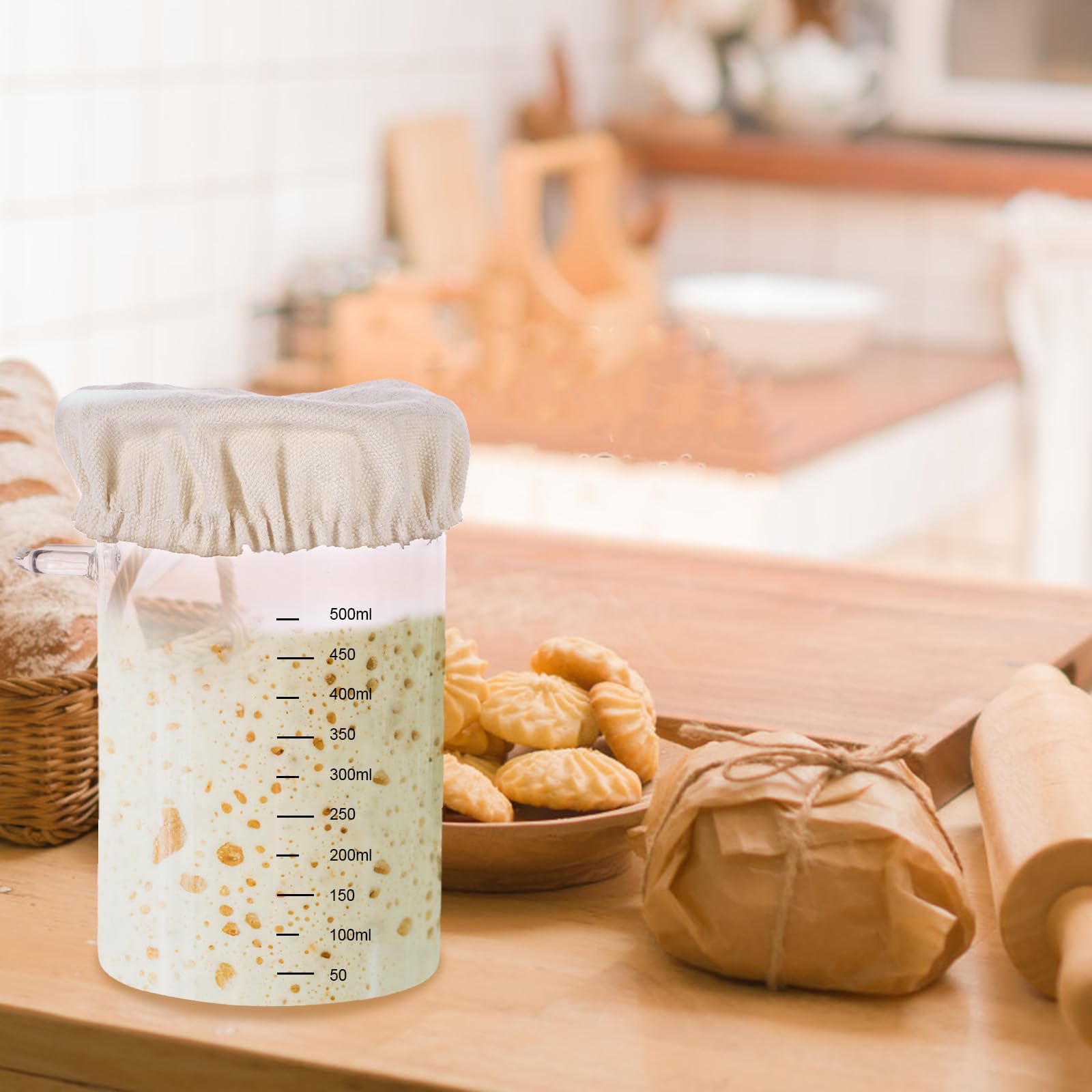4 Coperchi In Tessuto Per Barattoli Di Pasta Madre, Cotone Non Sbiancato, Per Fermentazione Pane, Diametro 8-10 Cm