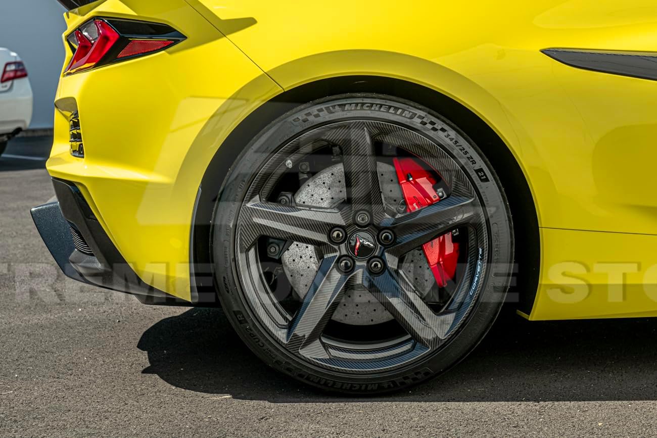 Replacement for 2023-Present Chevrolet Corvette C8 E-Ray & Z06 All Models | GM Factory XL Extended Style Rear Side Splash Guards Mud Flap Pair (ABS Plastic - Matte Black)