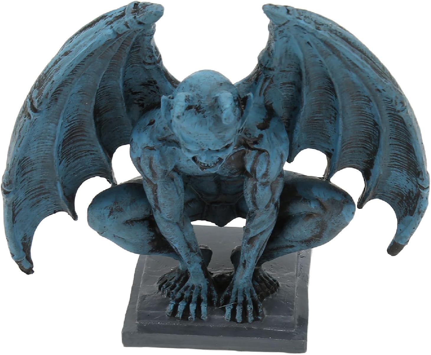 Yosoo Health Gear Statue Lifelike Devil Statue, Wear Resin Gothic Sculpture Ornament for Home Garden Yard Office, 7.4 x 7.3 x 3.9in Blue Sculpture for