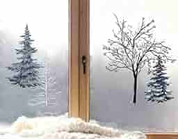 Wolga-kreativ Fensterbilder Winter - Weihnachtsdeko Wald Tannenbaum