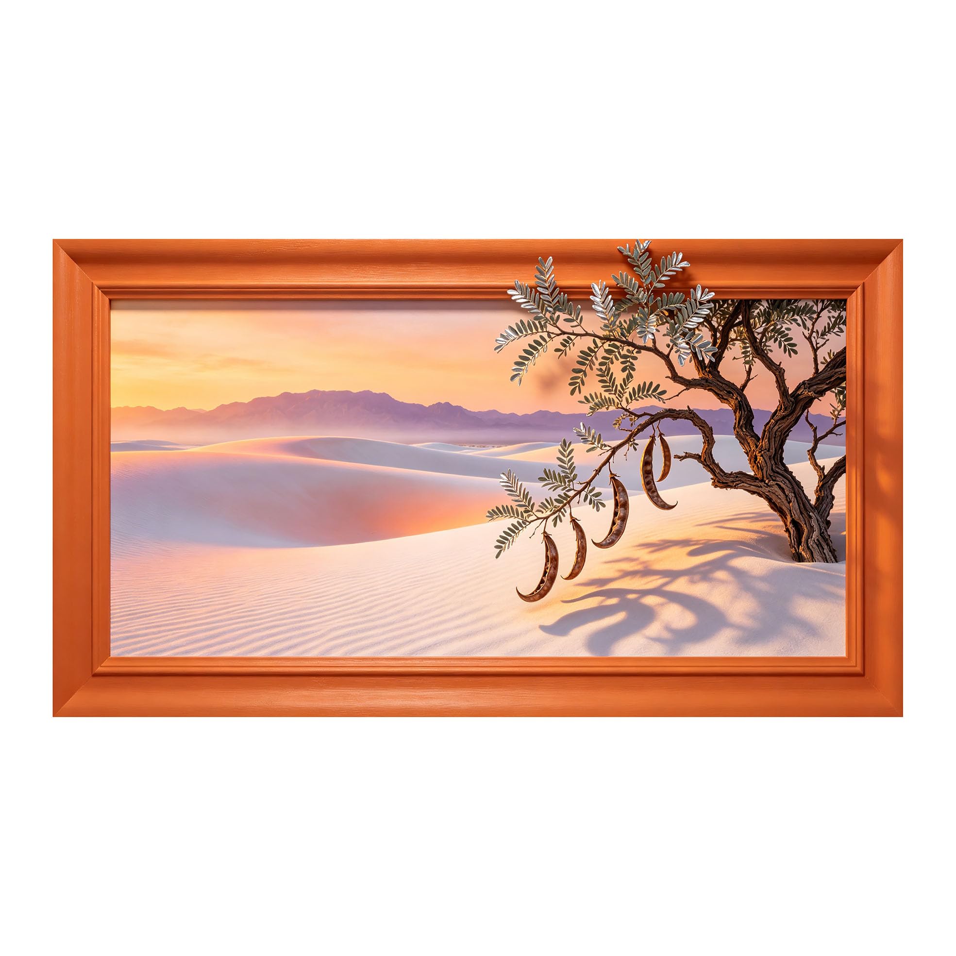 Yzpallescene 3D Framed Wall Art 50cm×100cm Desert Dunes Sunset Botanical Mountain Panoramic View Large Size SelfAdhesive Removable Wall Decor Prints Artwork for Living Room Bedroom Office