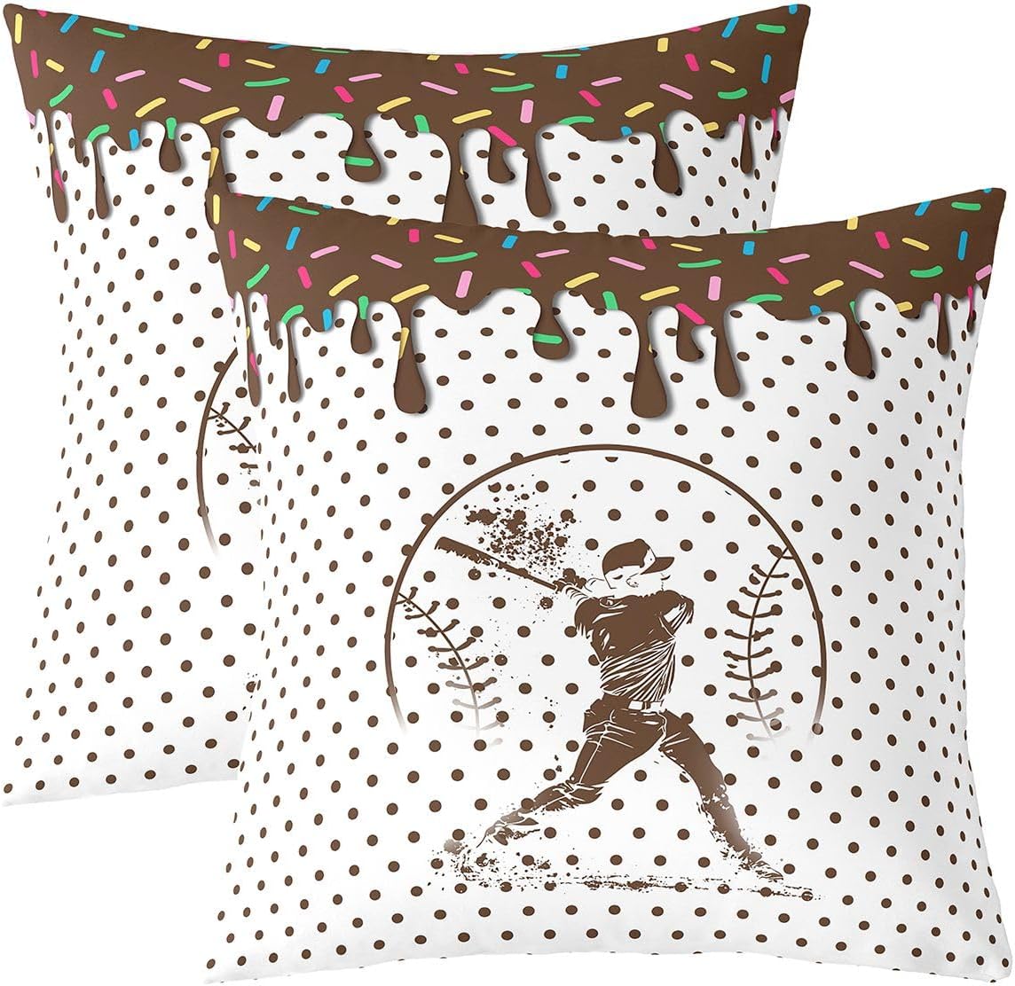 Erosebridal Baseball Ice Cream Cushion Cases 22x22 Inch for Kids Girls