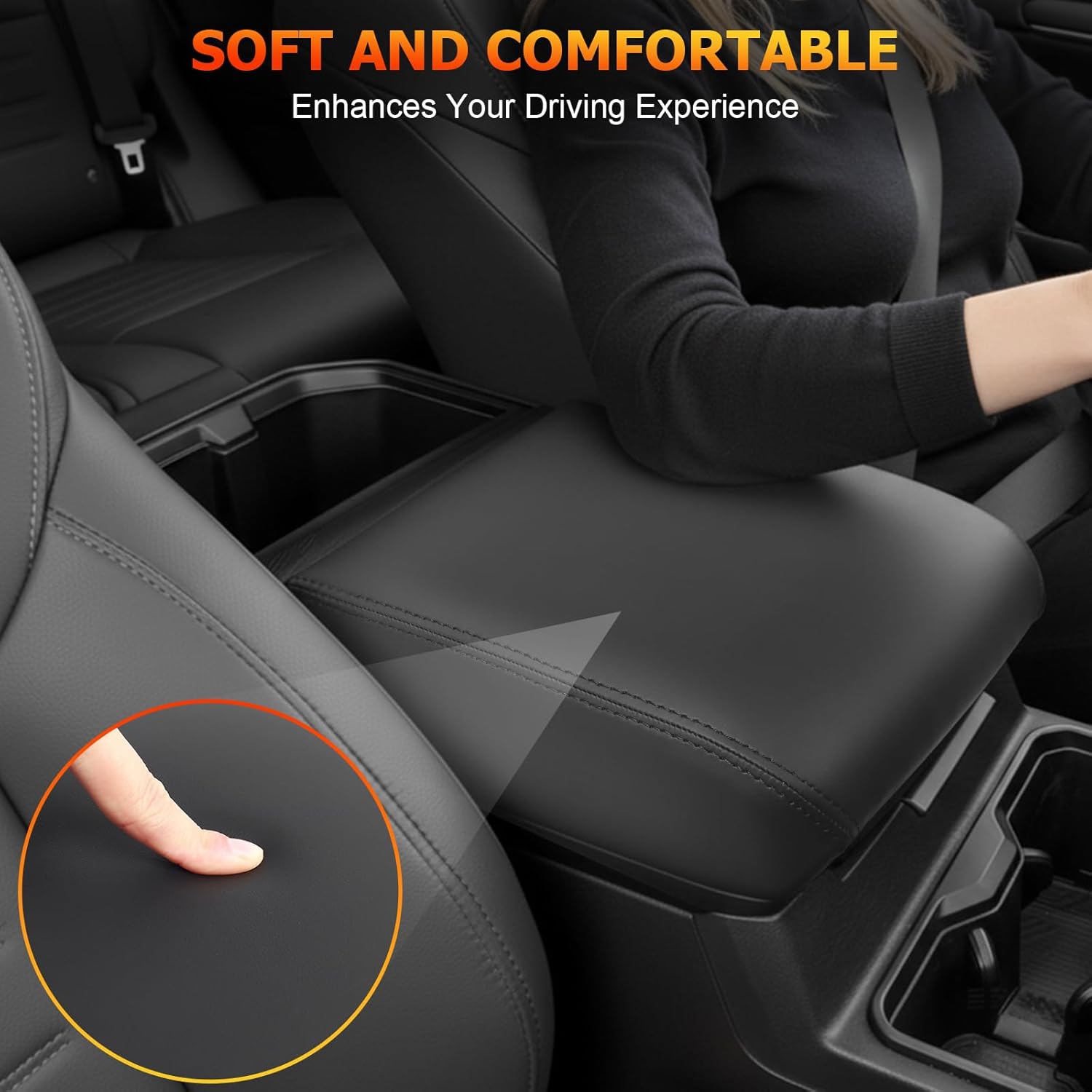 frani Center Console Armrest Cover for 2024-2026 Toyota Tacoma & 2025-2026 Toyota 4Runner - Premium Leather Wrapped Pad with Custom Fit ABS Base, Soft Comfortable Cushion Black