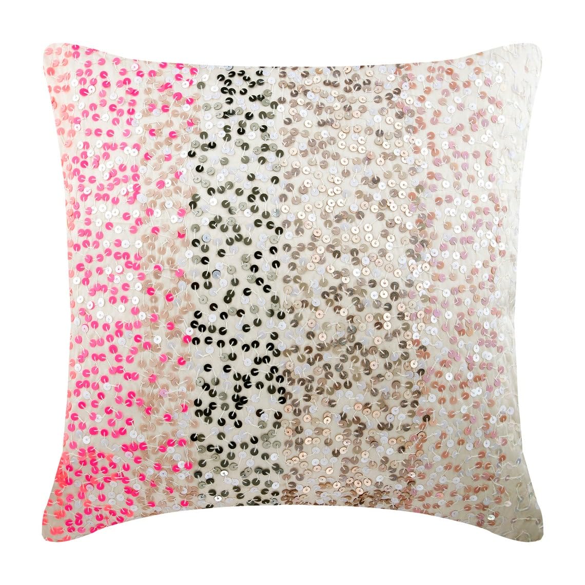 The HomeCentric Decorative Cushion Covers 40x40 cm (16x16 inch) Pink, Silk Throw Cushion Covers, Cushion Covers, Contemporary Cushion Covers Online - The Faraway Land โ image 1