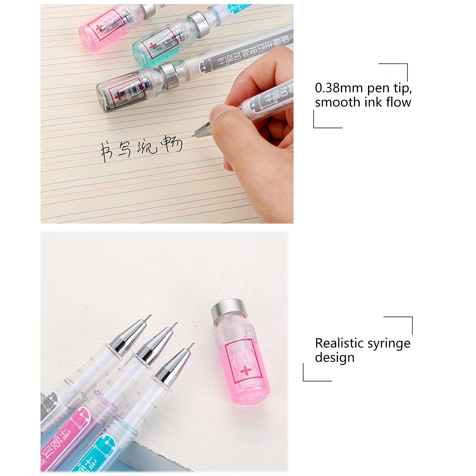 36 penna inchiostri gel realistici per inoculatori punta ago da 0, 38 mm penna gel con impugnatura ergonomica per studenti infermiere che scrivono appunti prendendo matite a base d ' acqua