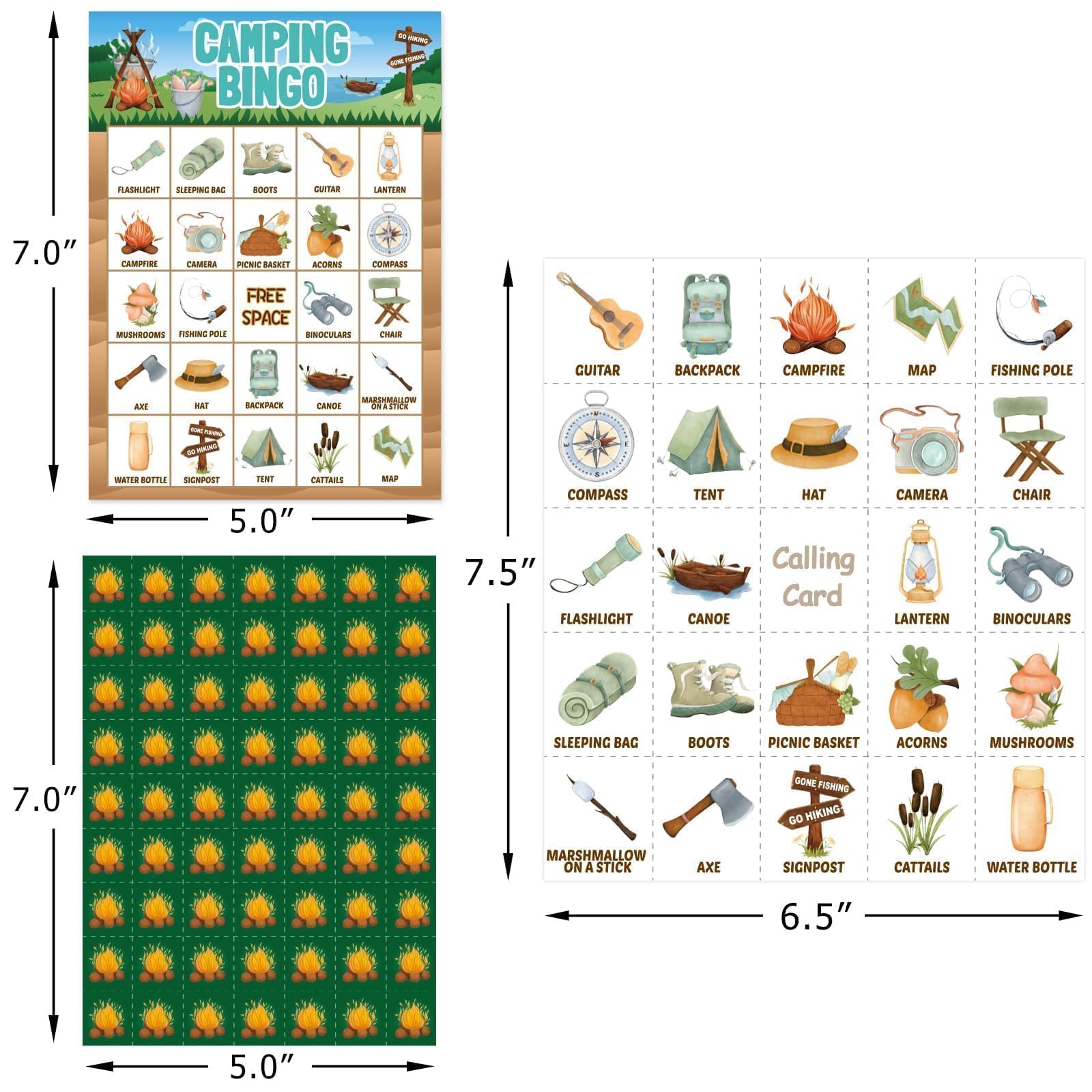 Gioco di bingo da campeggio per bambini, 24 giocatori, all'aperto, ultimo intervento, festa, campeggio, attività di avventura