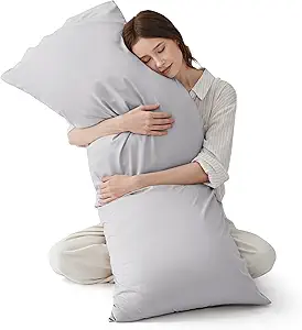 Bedsure Body Pillow Cover, Cooling Body Pillow Pillowcase for Hot Sleepers, Rayon Derived from Bamboo, Breathable & Silky Soft Long Pillow Case Cover with Envelope Closure, Light Grey, 20x54 Inches