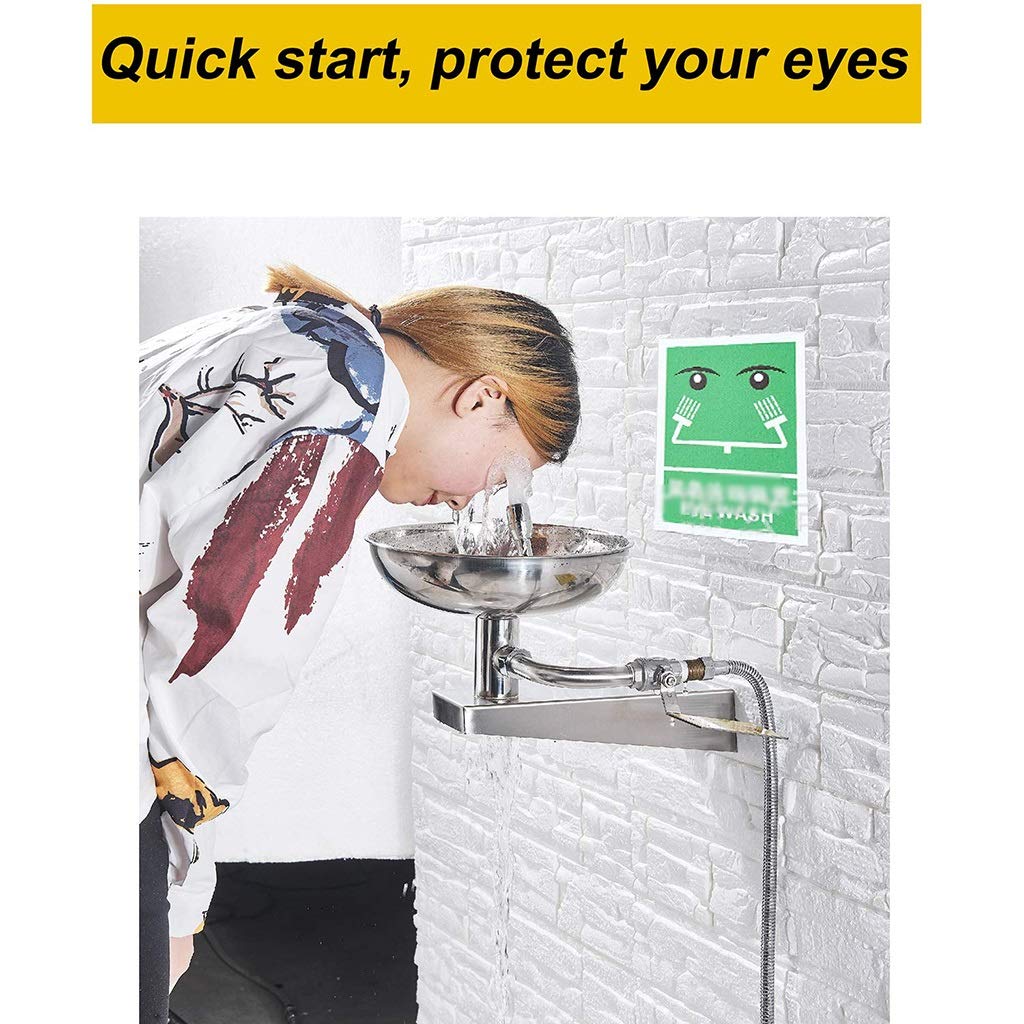 Station de Lavage oculaire Murale, avec Double tête de pulvérisation, Station de Lavage des Yeux et du Visage en Acier Inoxydable,