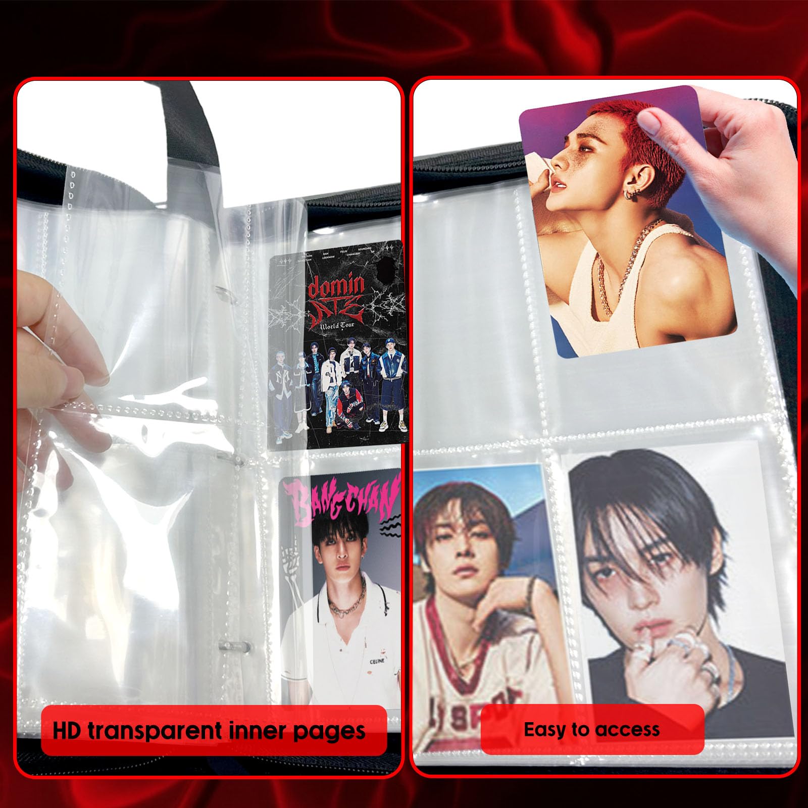 S-Kids Photocard Binder, 3 Ring Kpop Photocard Binder with 400 Pockets, Kpop Photo Card Holder, S-K-Z00 Photo Card Album - Image 4