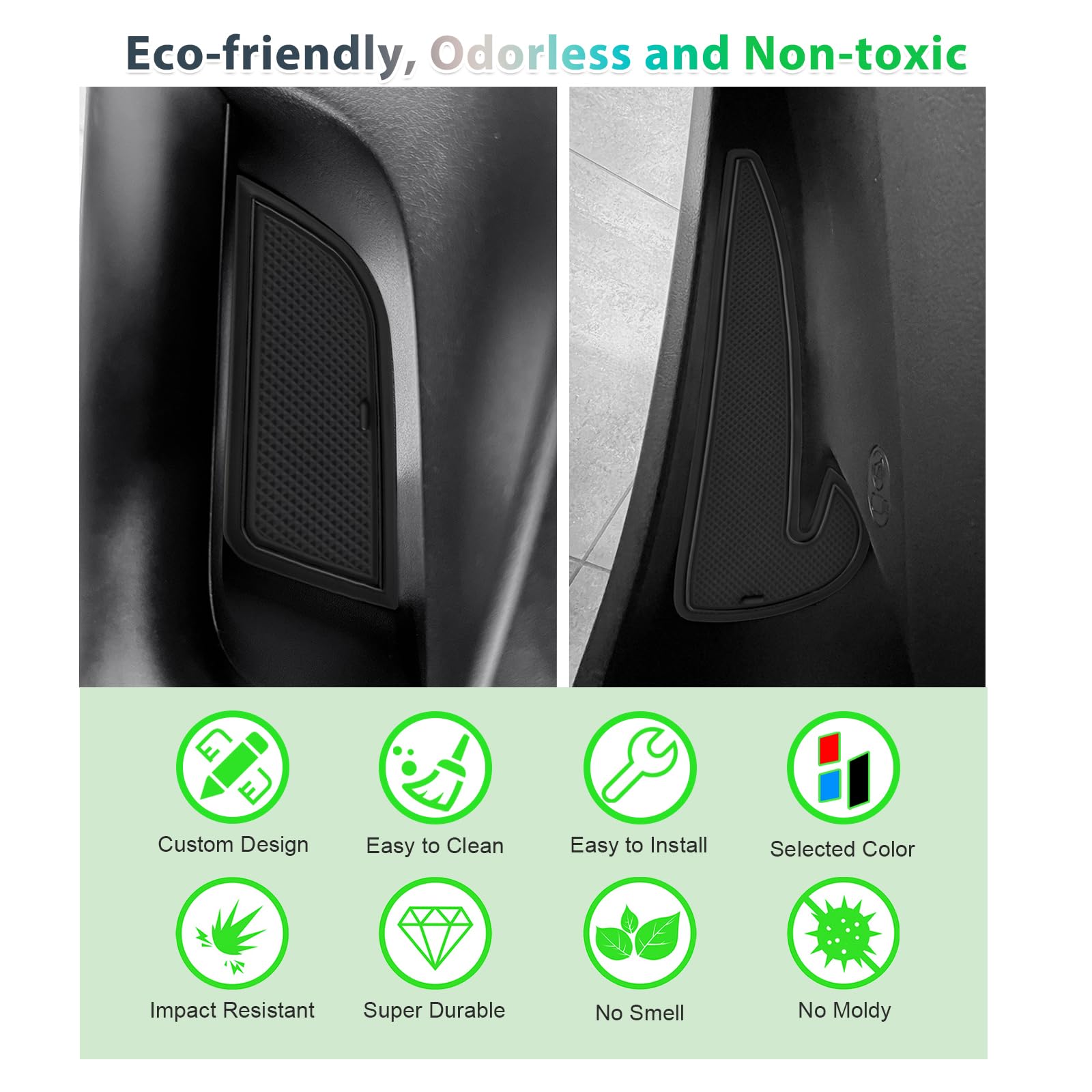 GAFAT Compatibile con Hyundai Kona SX2 Hybird (Benzina-Elettronica) 2024 2025 2026 Tappetini Antiscivolo, Kona 2025 Tappetino in Gomma per Console Centrale, Cuciture Porte, Kona SX2 Accessori (Nero)
