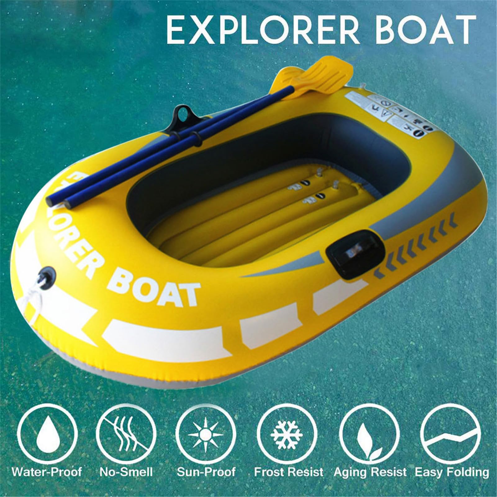 Barca Gonfiabile In Kayak - PVC PVC Portante Di Pesca In Kayak Portatile - 1/2 Barca Gonfiabile, Barca Da Pesca Pieghevole Portatile Addensata Per Sport Acquatici All'aperto All'aperto