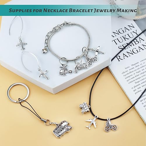 Miniatura 5 de JIALEEY Dijes temáticos para vehículos de transporte, lotes a granel al por mayor, dijes de aleación, colgantes de bricolaje para fabricación de