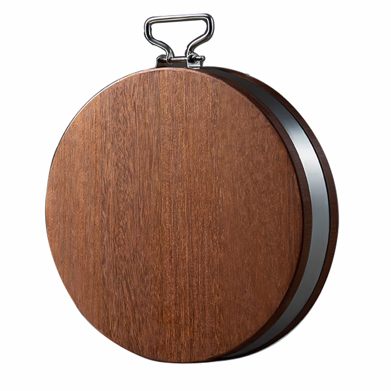UQACHG Planche à découper ronde en bois de santal noir et doré avec poignée – Parfait pour le poisson, la viande, les légumes, les fruits, le fromage, la cuisine, le camping, 45 x 4,4 cm