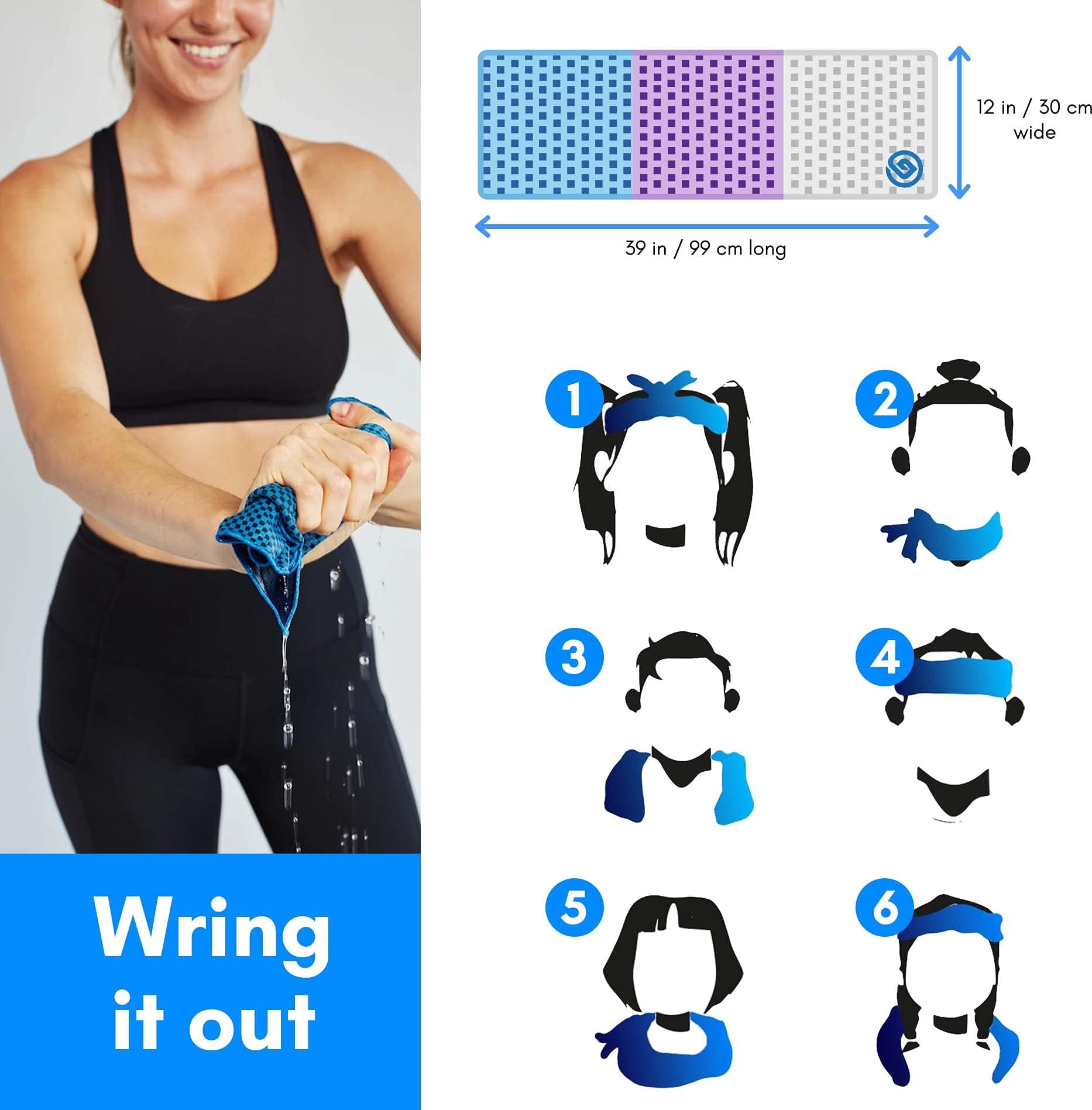 Cooling Towels 3 Pack - Lightweight Microfiber for Gym, Workout, & Sweat - Quick Drying for Body, Neck & Face, Work, Travel, Camping, Swimming, Beach, Hot Weather, Men & Women