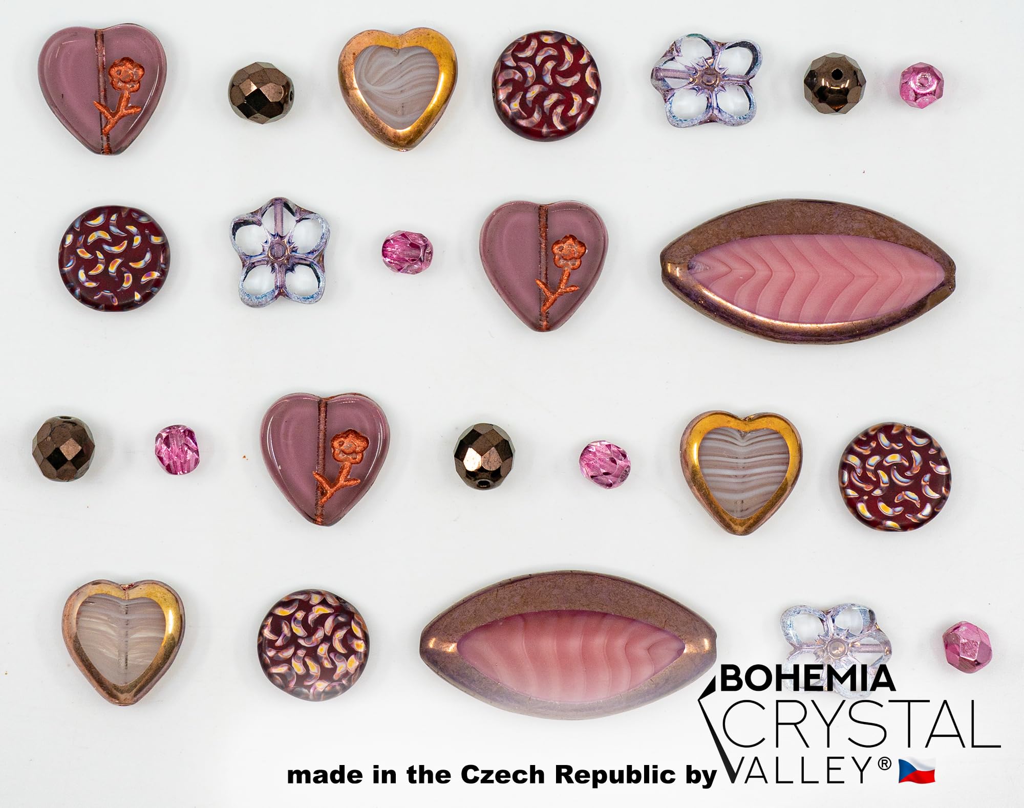 45+ pcs (60g) of Focal Glass Bead Mix with Table-Cut Flower and Butterfly Beads, PG Pink Purple, Fuchsia Pink Purple - Image 4