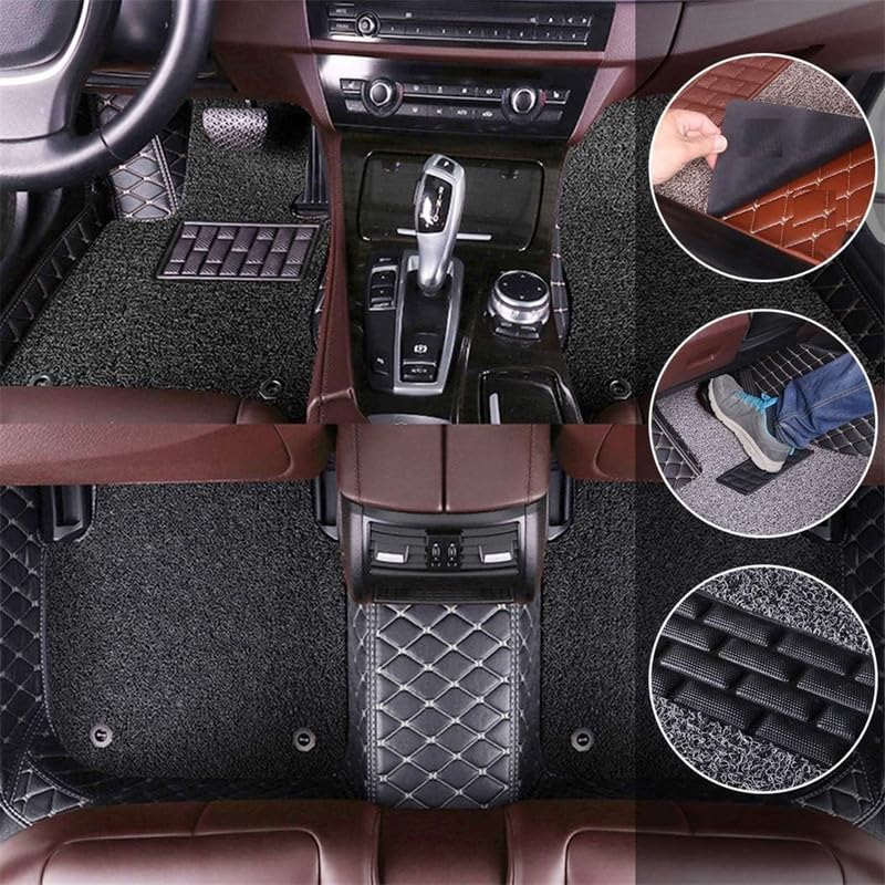 Image of 7D Premium Leatherette Car Foot Mat| Luxurious & Elegant Look | 100% Waterproof and Dust Proof | Custom Fitted 7D Car Floor Tray Mat for BMW X6 M60 xDrive 2026 (Black with Silver)