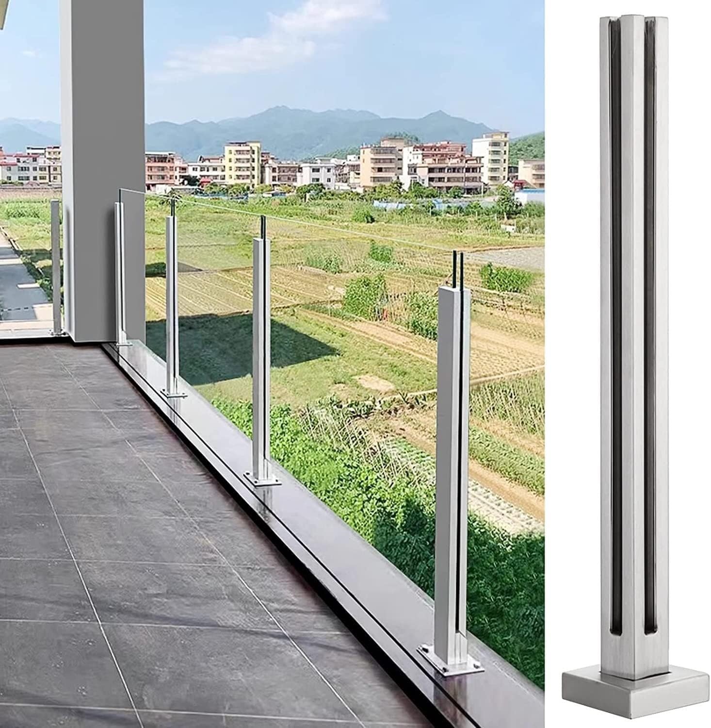 Poteau de garde-corps moderne en verre pour escalier intérieur et couloir haut