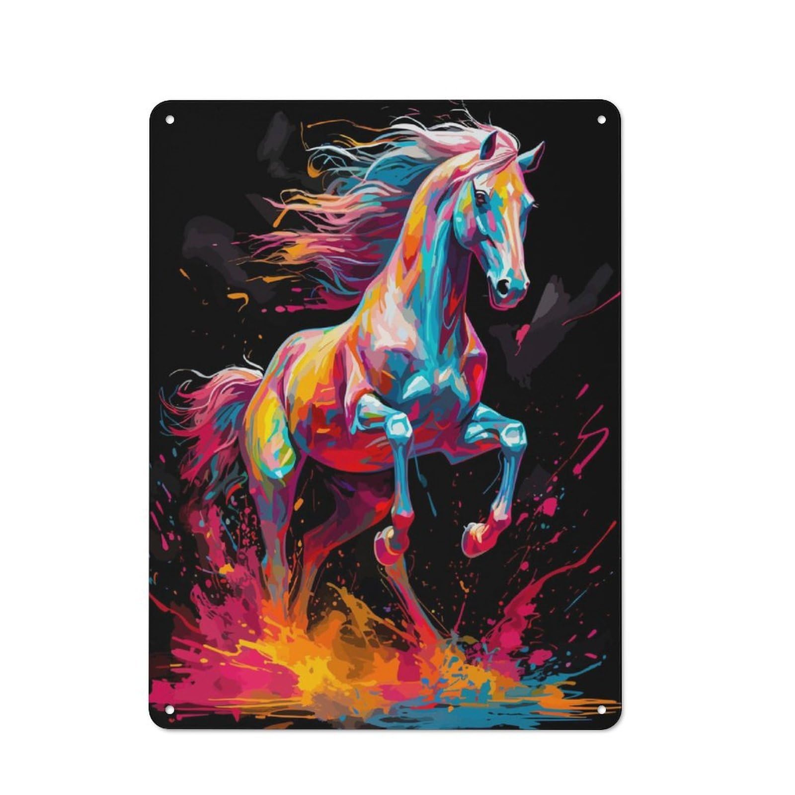 Junmoney Horse Painting For Garden Room Or Summerhouse, Rustic Tin Sign 40X30cm, Tin Sign Wall Decor For Garden Rooms And Summerhouses
