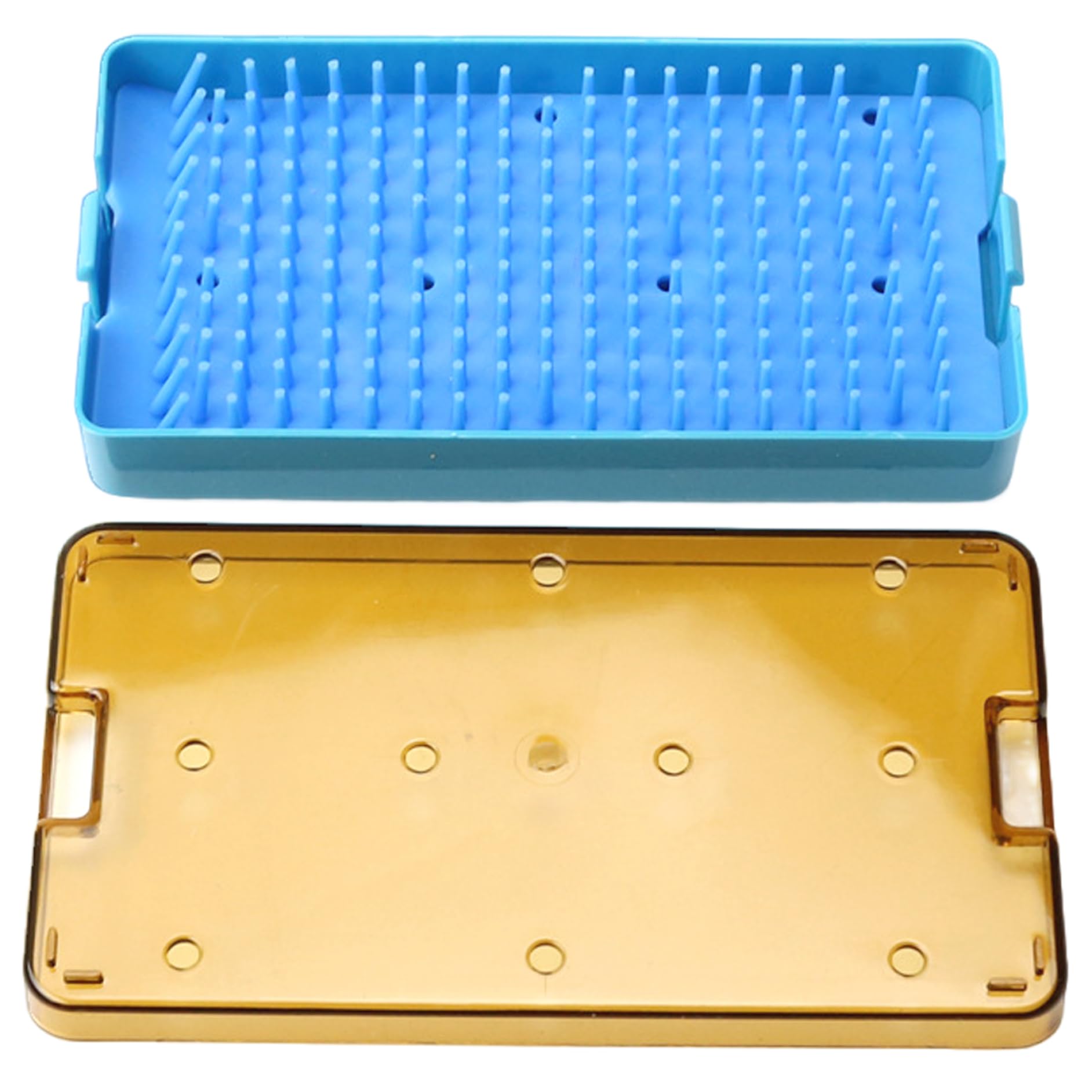 STROVIZIONE STRUMENTI AUTOCLAVABILE PLASTICA CASSIONE STELLIZZATORE CON MAT di silicone 6.3x3.5x0.8 Scatola di stoccaggio della sterilizzazione resistente al calore per cliniche, scatola di sterilizz