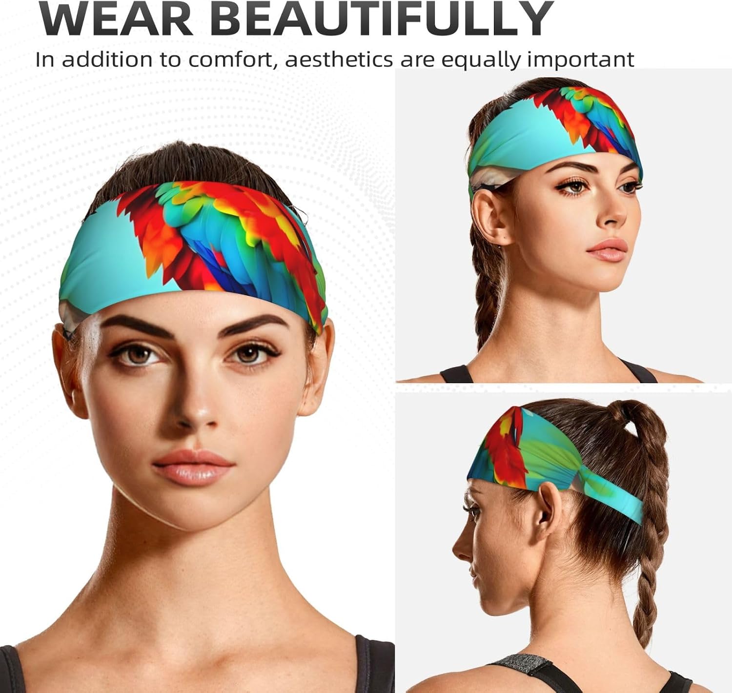 Parrots On Tree Print Ultra-Soft Elastic Headband Sports Running Gym Outdoor Activities Gifts Headwear