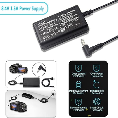 Miniatura 2 de Cargador adaptador de CA CA-570 compatible con Canon XA25, XA10, XA-20, XA30, HG20, XH-A1, XA-30, HF M31 HF S10 Vixia HF100, XA11, HF G20, FS200,