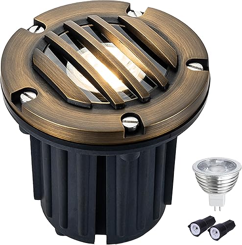 Luces LED de pozo de latón de bajo voltaje, iluminación de paisaje de 12 V al aire libre en el suelo, para camino, entrada, cubierta y jardín, con