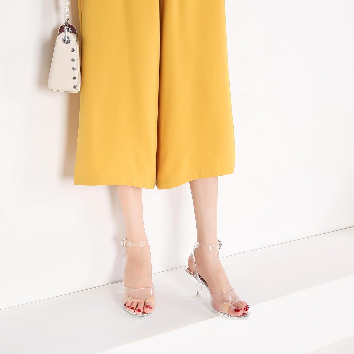 NBUUNBU Clear Heels For Women Ankle Strap Heels Sexy Transparent Platform Strappy Heel Sandals Open Toe Slingback Stiletto Comfy Dress Shoes High Pump Slip On Mules - Image 5