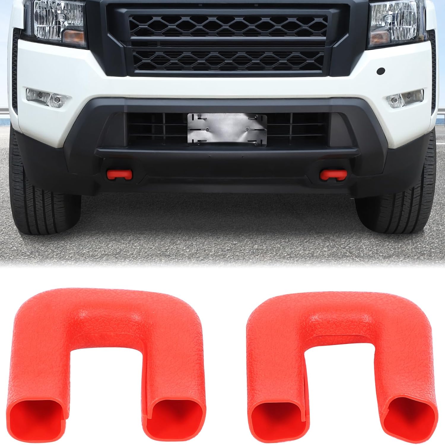 Aunginsy Front Bumper Tow Hook Covers Compatible with Nissan Frontier 2022-2025 Pickup Front Bumper Tow Trailer Hitch Receiver Cover Towing Hitch Rubber Sleeve Protector Cover Exterior Accessories
