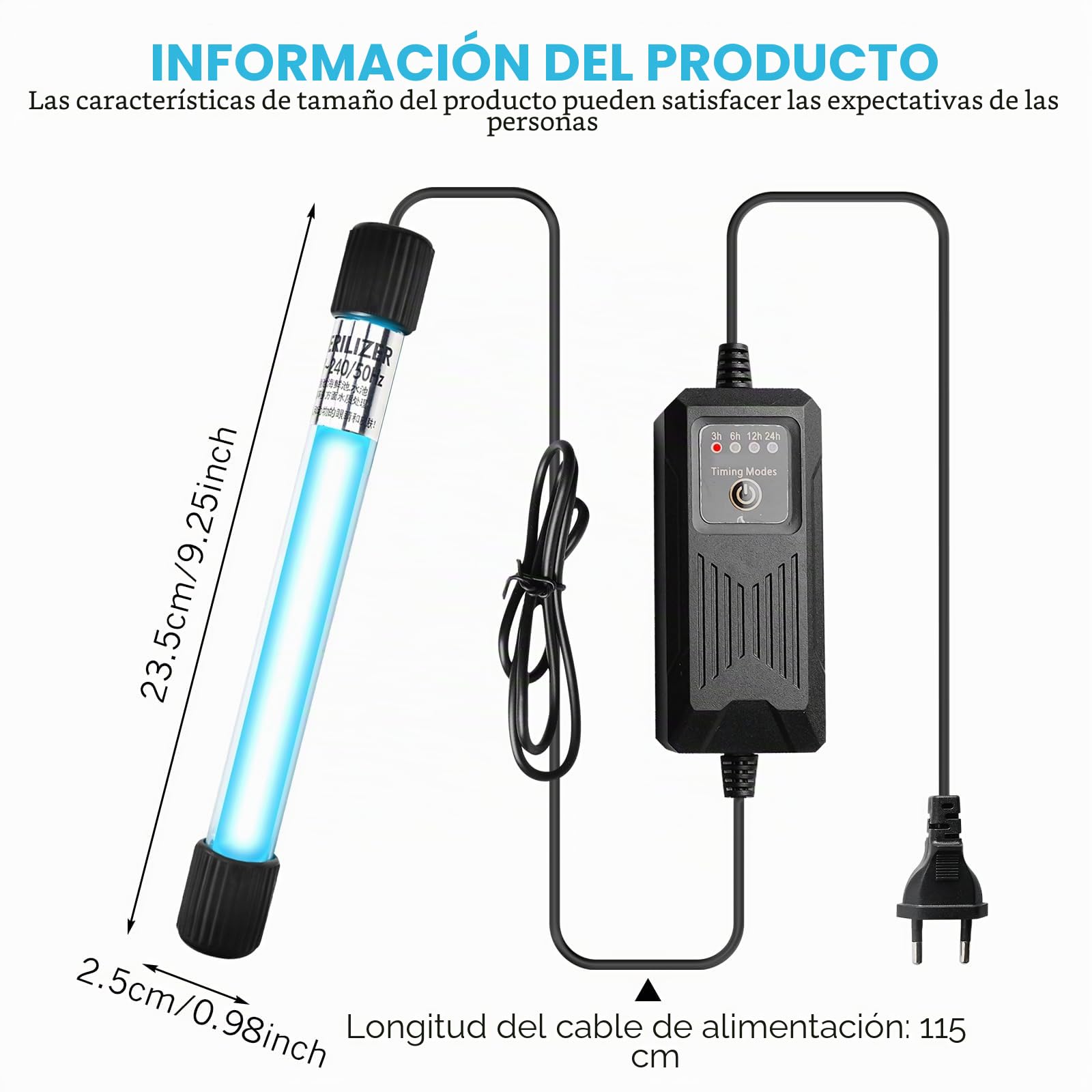 Lámpara UV Esterilizador Para Acuario Con Temporizador, Luz UV De 13W Para Desinfección En Hogar, Clarificador De Agua UV, Lámpara Asesina De Bacterias
