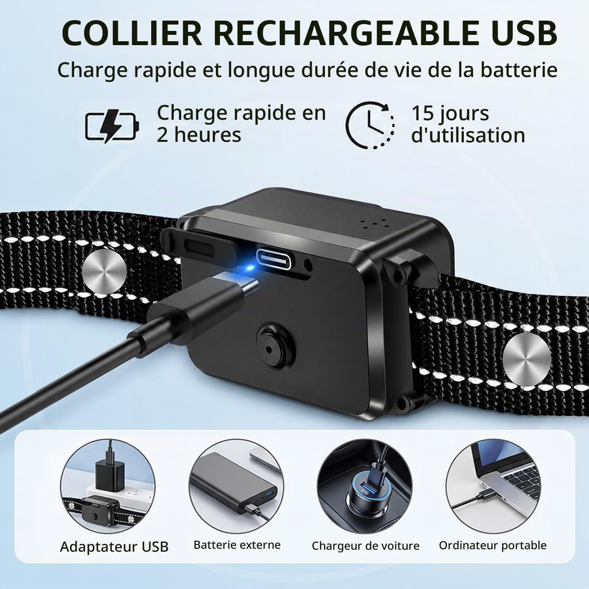 Collier Anti-aboiement à Spray à la citronnelle, Collier Automatique Anti-aboiement avec 5 sensibilité & Modes bip/Vibration/Spray, Automatique Collier d'éducation canin pour Petits et Grands Chiens