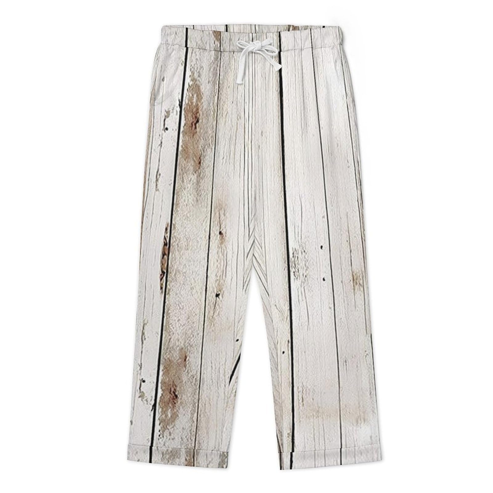 OLEETS Completo Pigiama da Uomo - Modello di Tavola di Legno Top E Pantaloni in 2 Pezzi Pigiama Casual E Ampio A Maniche Lunghe Morbido Autunnale E Invernale.